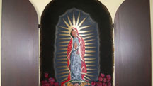 mural in niche with doors